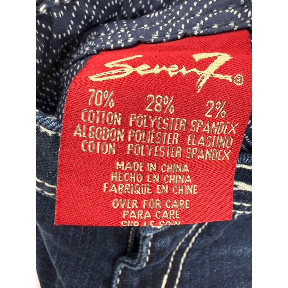 Seven7 Jeans Women 4P Blue Flare Mid Rise Contrast Stitch Stretch Denim - Picture 4 of 11